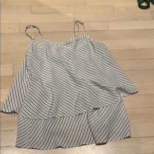 Flowy white and black striped top